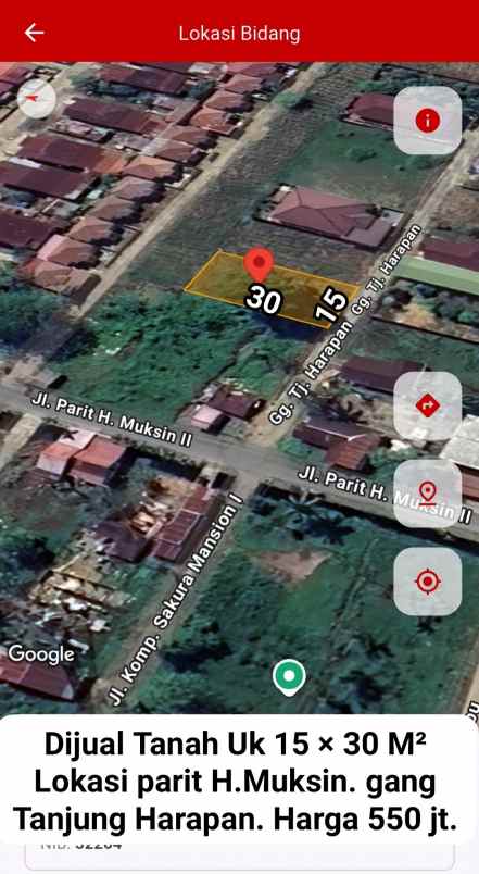 dijual tanah parit h muksin