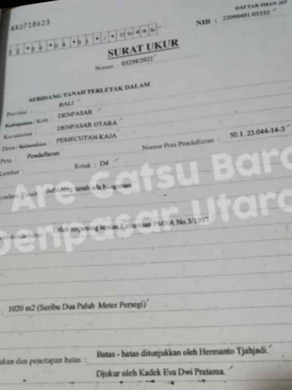 dijual tanah raya gatsu barat