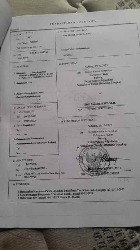 dijual tanah subang