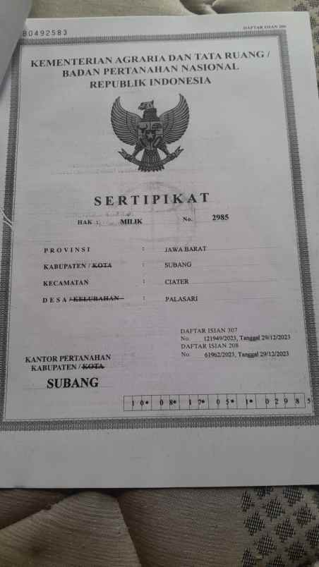 dijual tanah subang