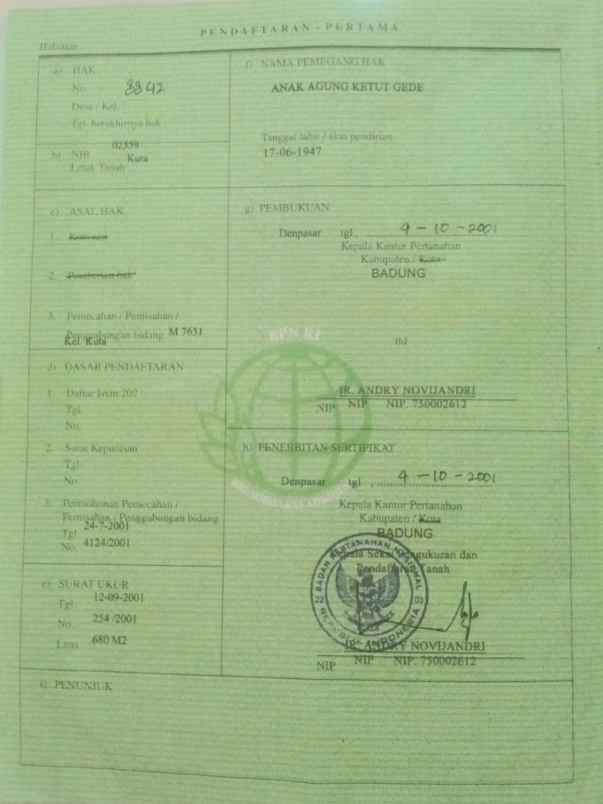 dijual tanah sunsetroad kuta