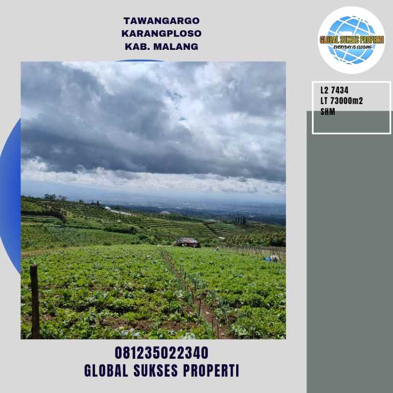 Tanah Luas Strategis View Pegunungan Di Karangploso Malang