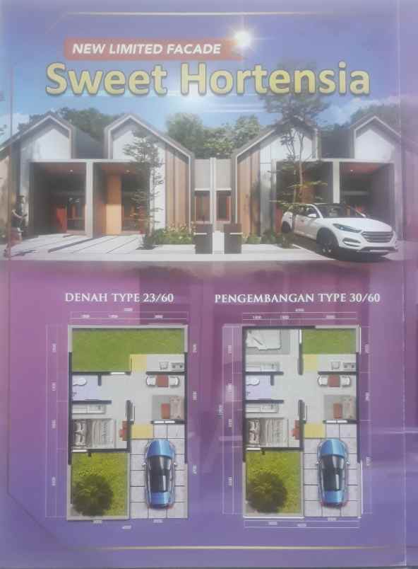 menjual rumah cluster sweet hortensia