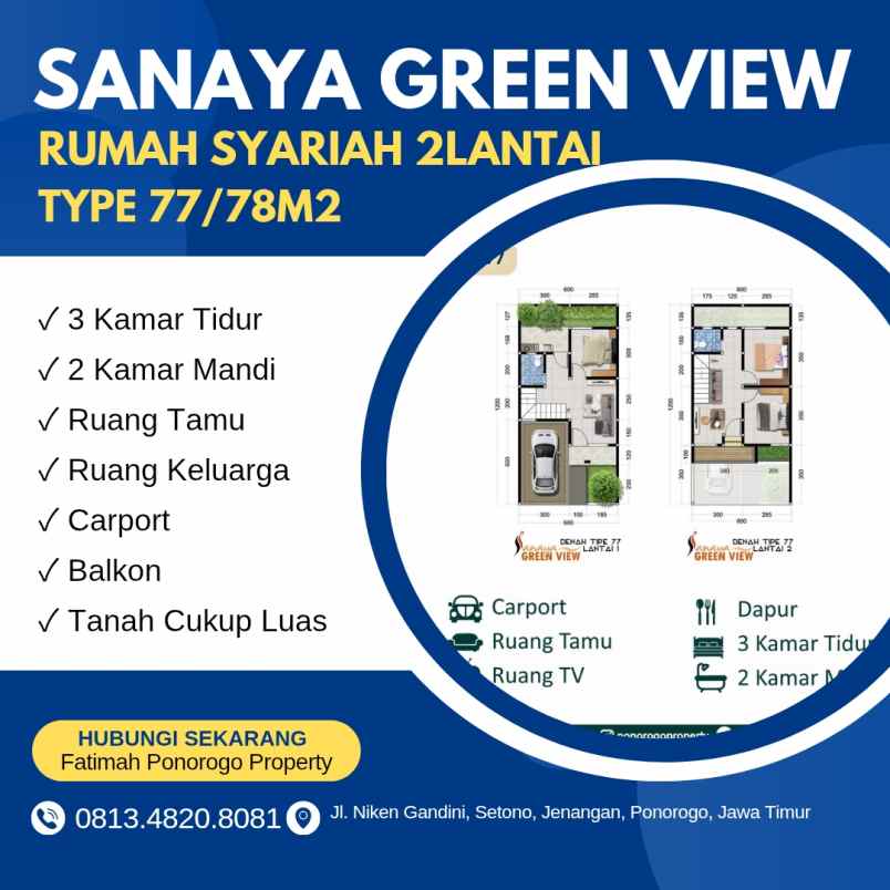 rumah syariah lokasi strategis 2 lantai ponorogo