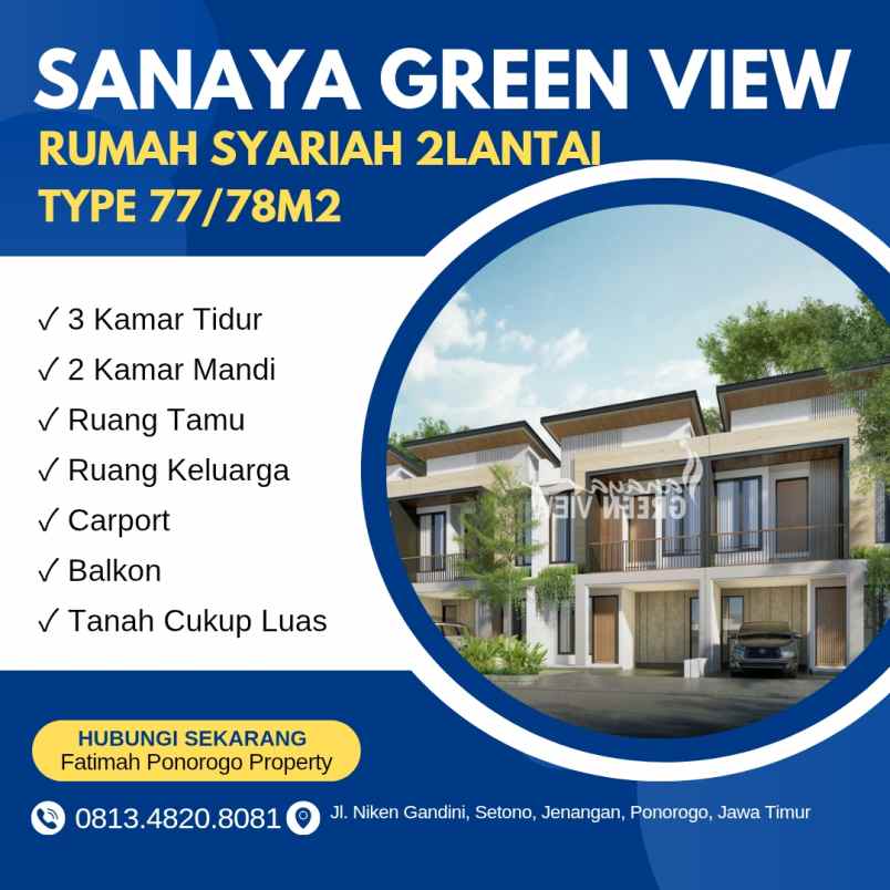 rumah syariah lokasi strategis 2 lantai ponorogo