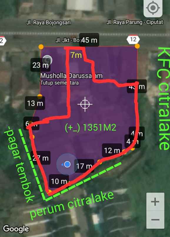 tanah jl nasional parung ciputat