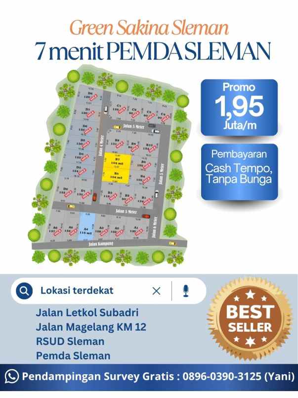 tanah kaveling dekat pemda sleman jalan magelang