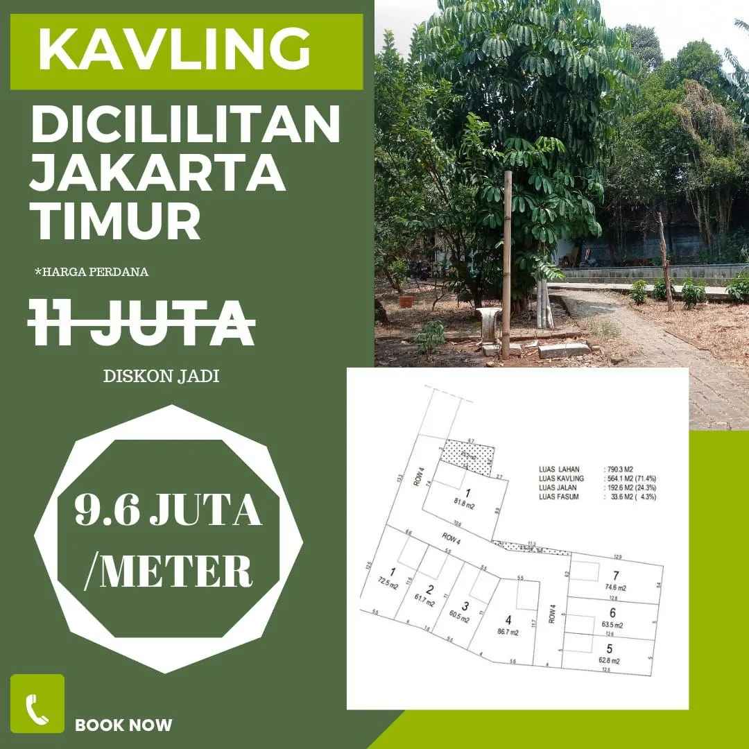 tanah kavling shm murah bebas banjir di cililitan