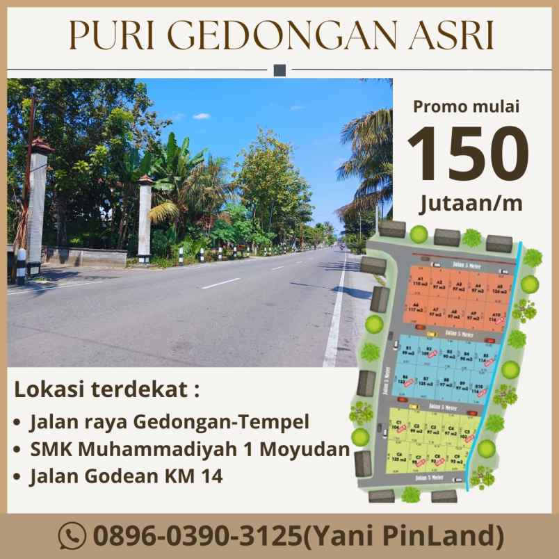 tanah sleman barat dekat jalan raya tempel gedongan