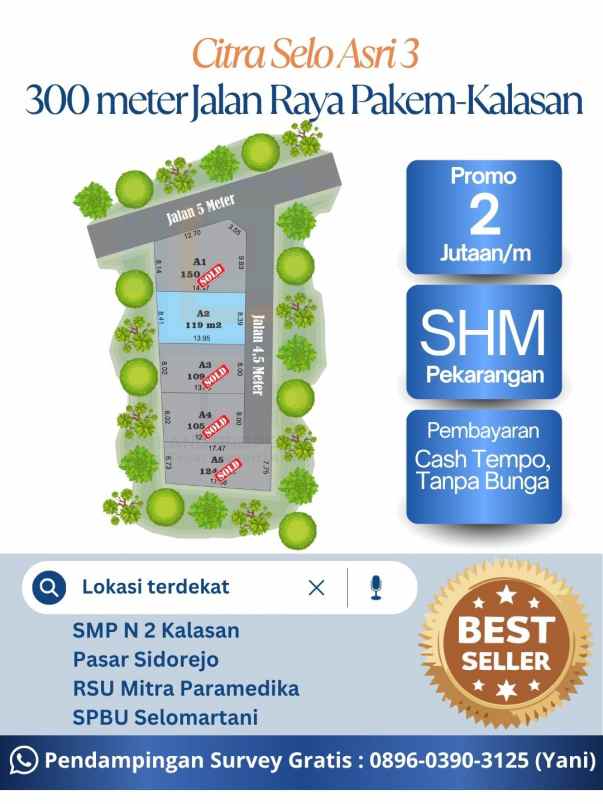 tanah strategis dekat jalan raya pakem kalasan