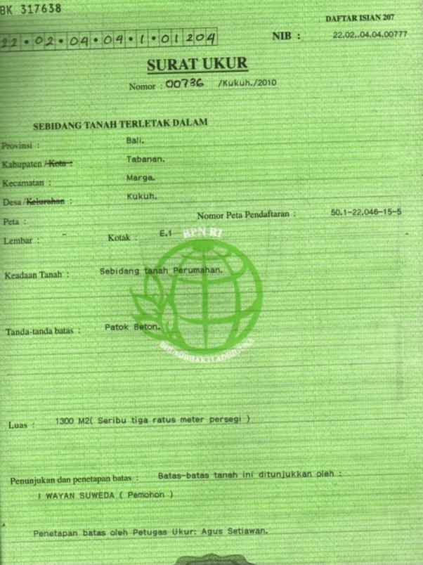 dijual 13 are jl alas kedaton kukuh marga tabanan