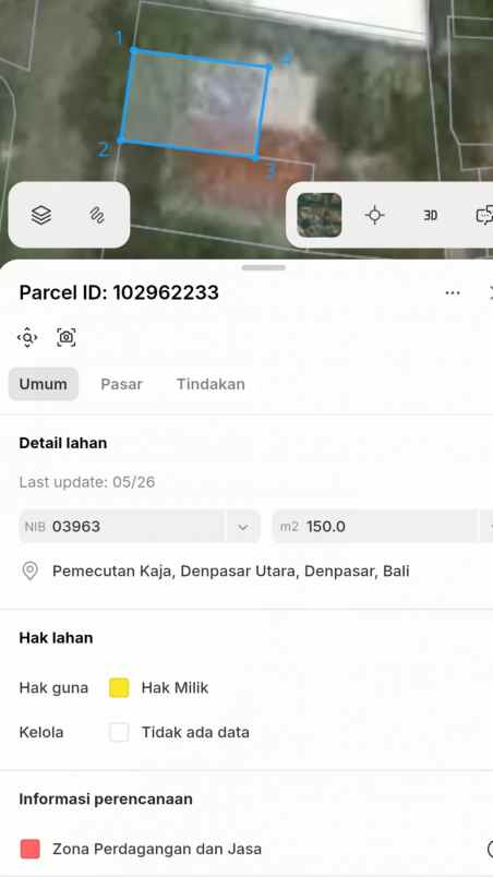 dijual 6 6 are jl utama bung tomo gatsu barat denpasar