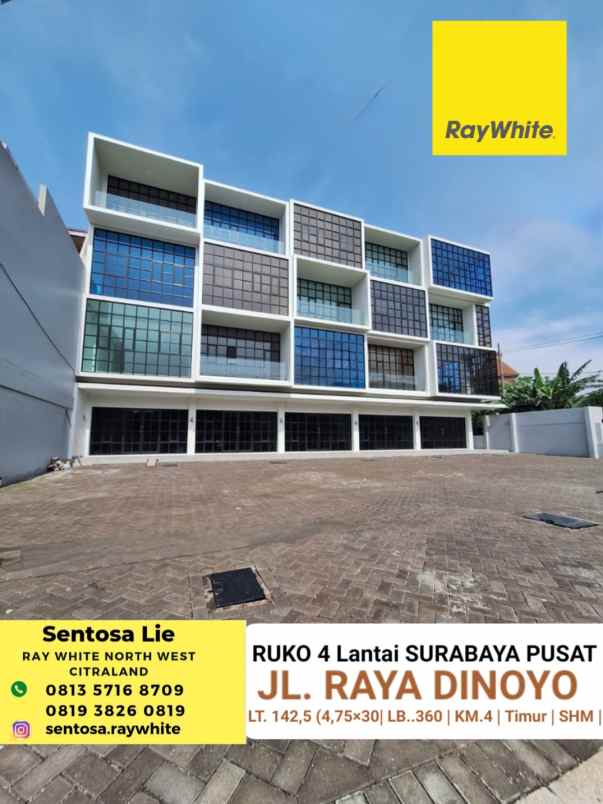 Dijual 5 Jejer Ruko Jalan Dinoyo Surabaya Pusat - Parkir Luas - Shm