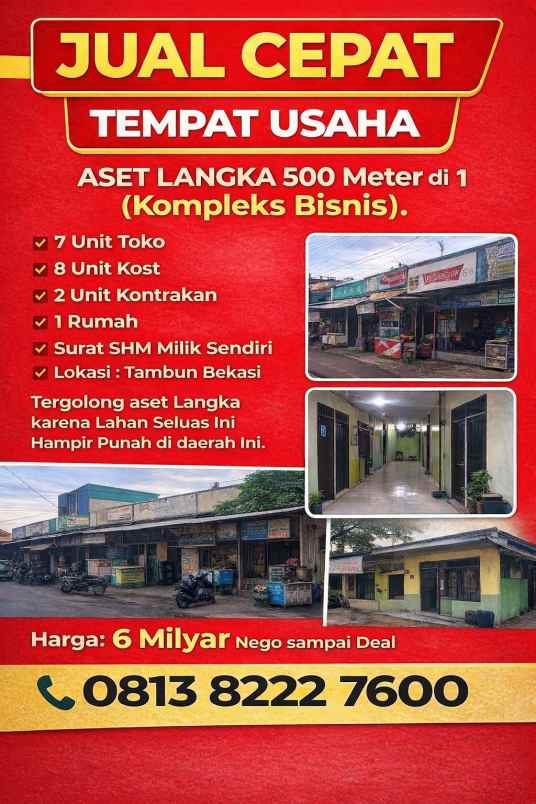 dijual ruko gudang kantor jl mekarsari tengah no 17