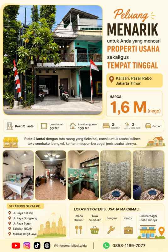 dijual ruko gudang kantor kalisari