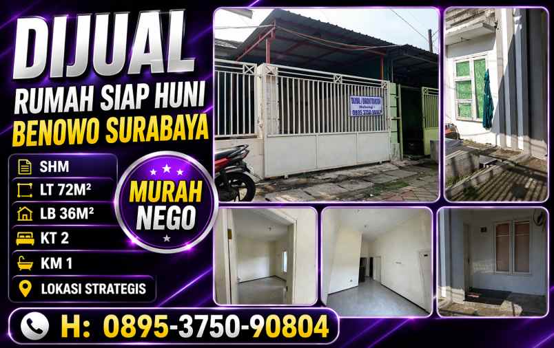 dijual rumah benowo surabaya
