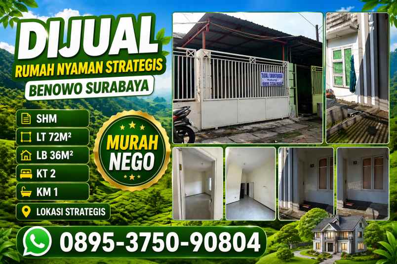 dijual rumah benowo surabaya