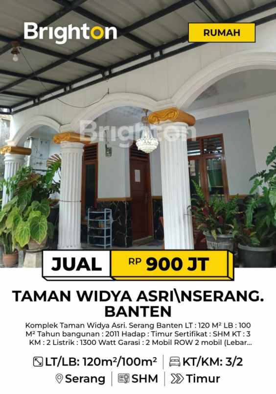 dijual rumah di komplek taman widya asri serang banten
