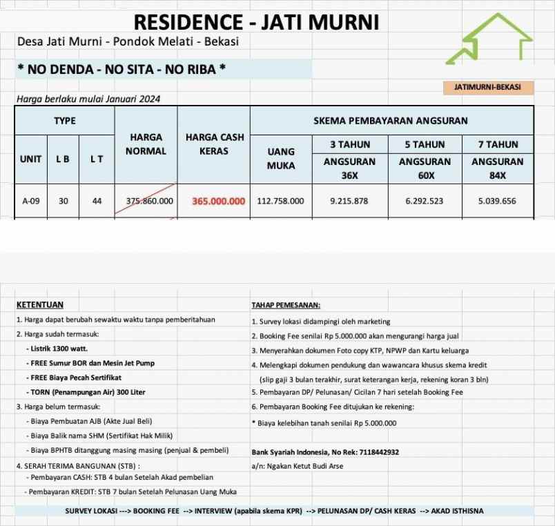 dijual rumah jalan gang masjid