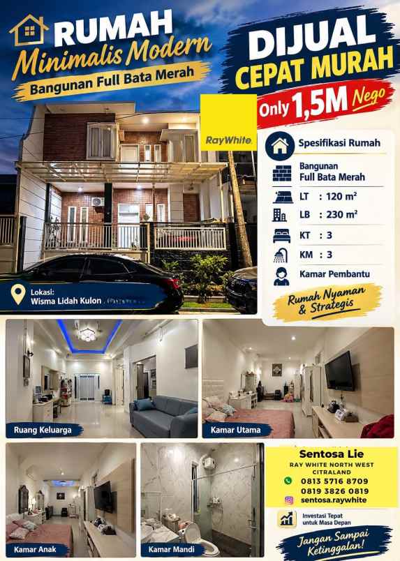 dijual rumah jalan wisma lidah kulon