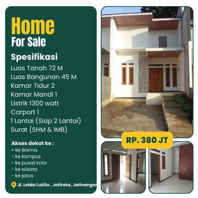 dijual rumah jl letda lukito jatiroke