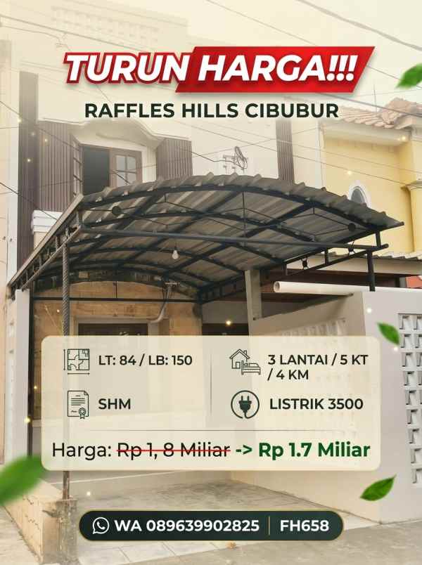 dijual rumah raffless hills cibubur