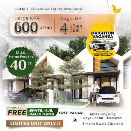 Rumah 600jt An Di Surabaya Barat Cicil 4 Jt An Limited Unit Only