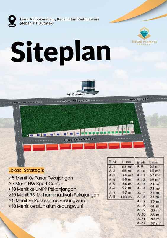 dijual tanah depan pt dutatex kedungwuni