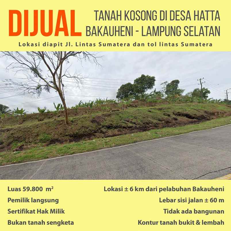 dijual tanah jalan raya lintas sumatera