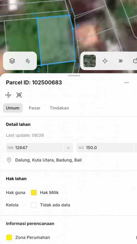 dijual tanah jl raya dalung