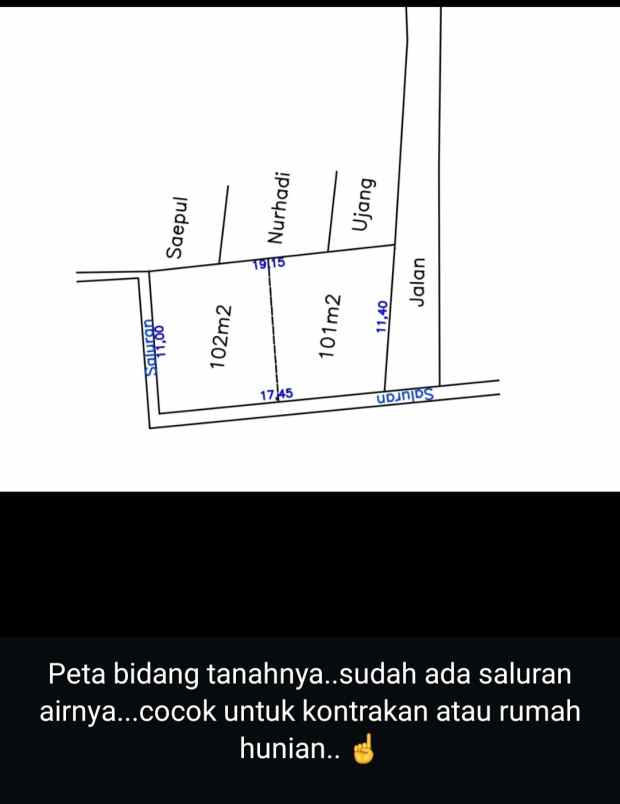 dijual tanah luas 203 m