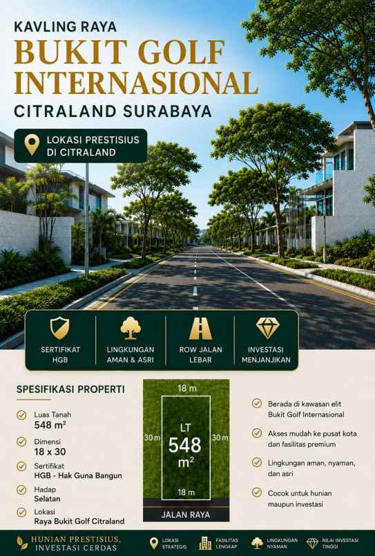 dijual tanah raya bukit golf citraland