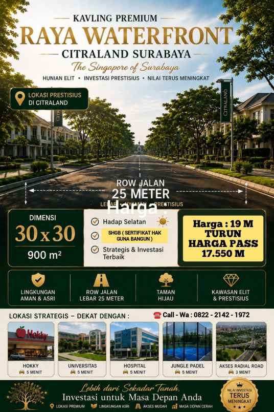 dijual tanah raya waterfront citraland