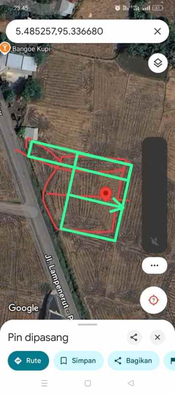 dijual tanah seluas 983 meter