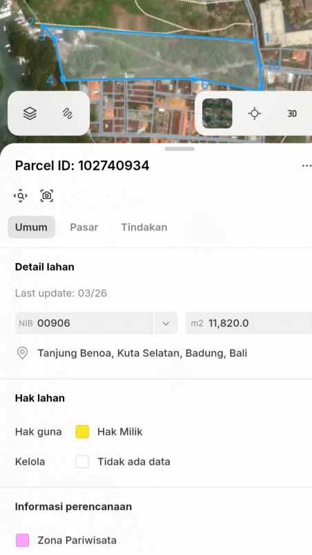 dijual tanah tanjung benoa