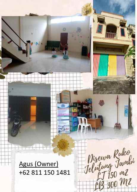 disewa rumah ruko 2 lantai di jelutung jambi kota