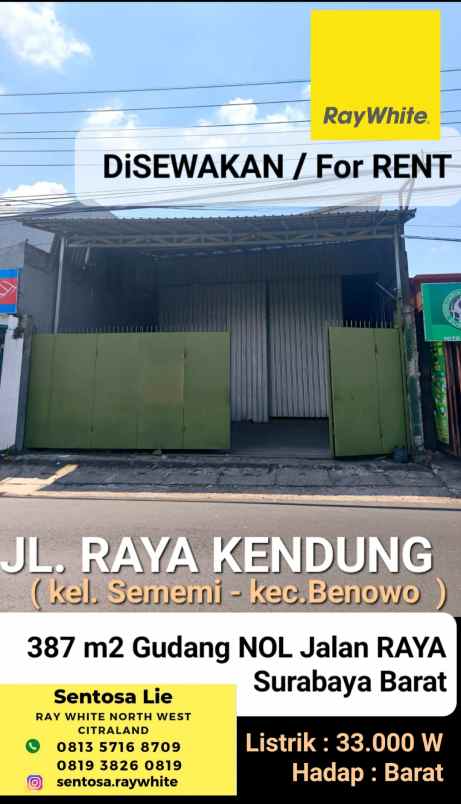 disewakan ruko gudang kantor jalan raya kendung