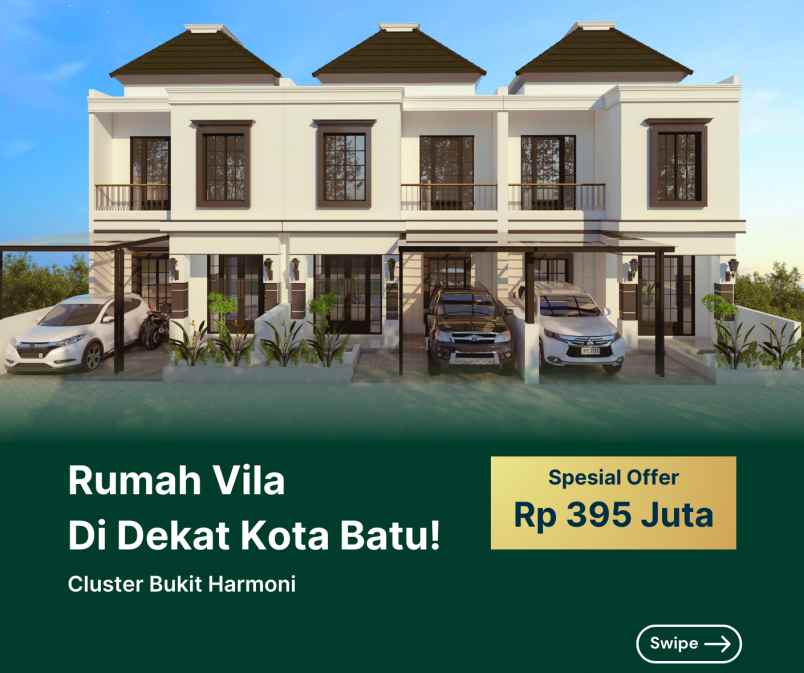 rumah 2 lantai view gunung kota batu di karangploso