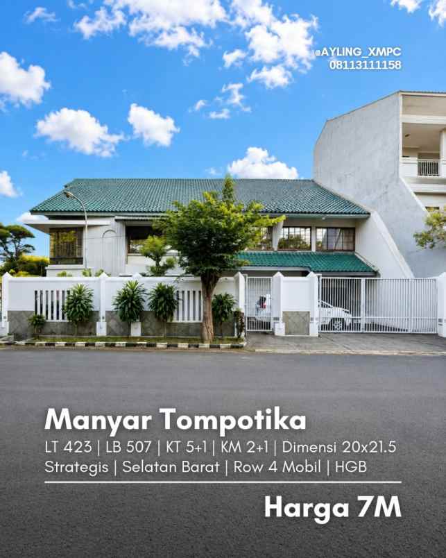 rumah manyar tompotika strategis row jalan 4 mobil