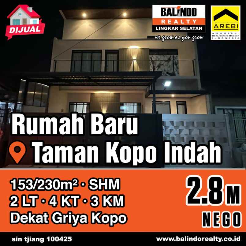 rumah siap huni 4 kamar tidur di taman kopo indah
