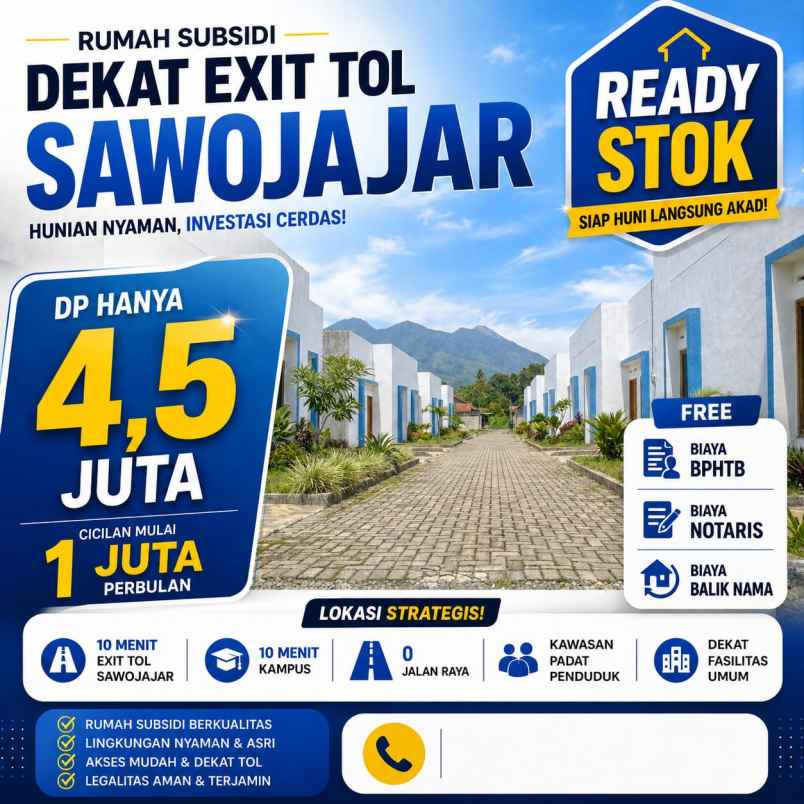 rumah subsidi minimalis lokasi dekat sawojajar