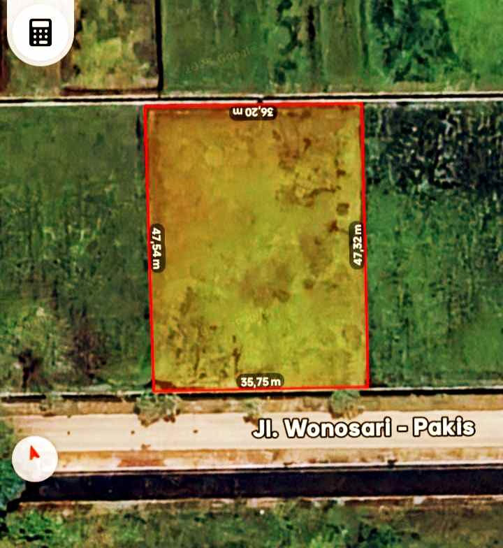 tanah untuk gudang 1550m2 muka 35m harga 1 6m