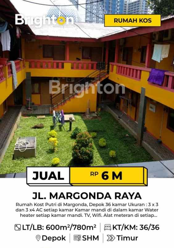 dijual kost jl margonda raya depok