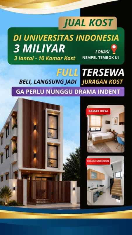 dijual kost ui kukusan depok