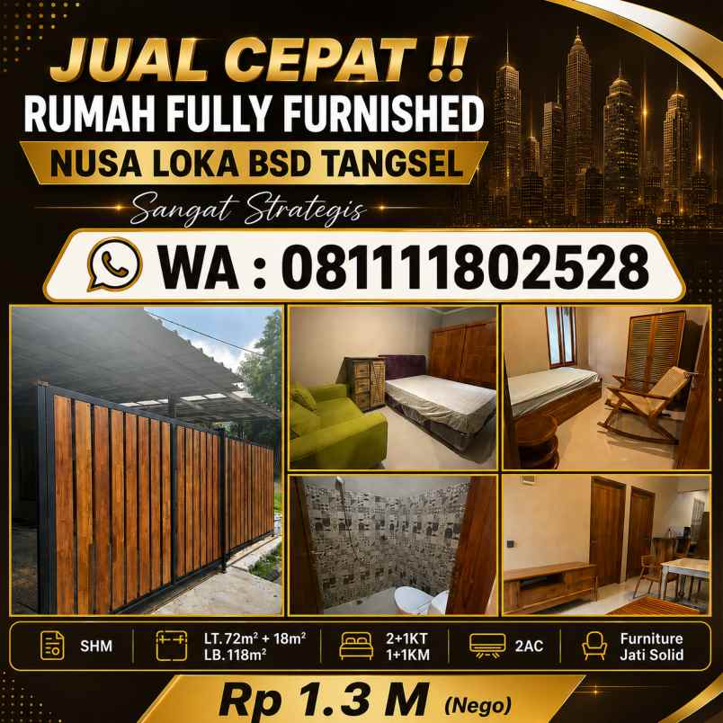 dijual rumah bsd city serpong tangerang