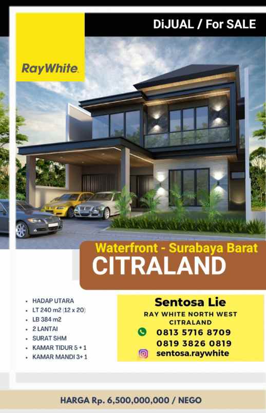 dijual rumah jalan waterfront citra