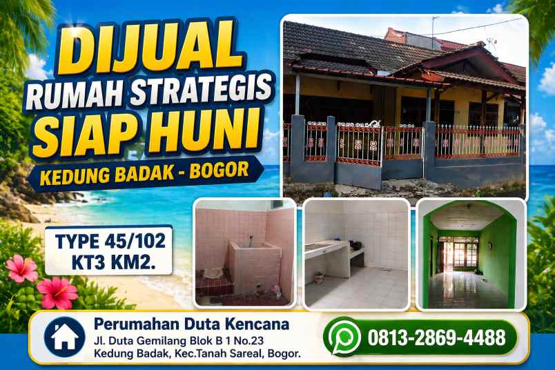 dijual rumah kedung badak tanah sareal