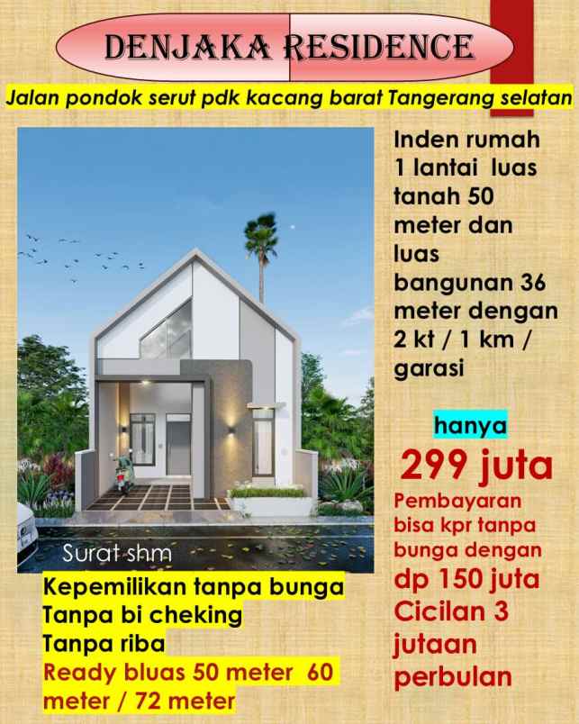 dijual rumah pondok serut pondok kacang
