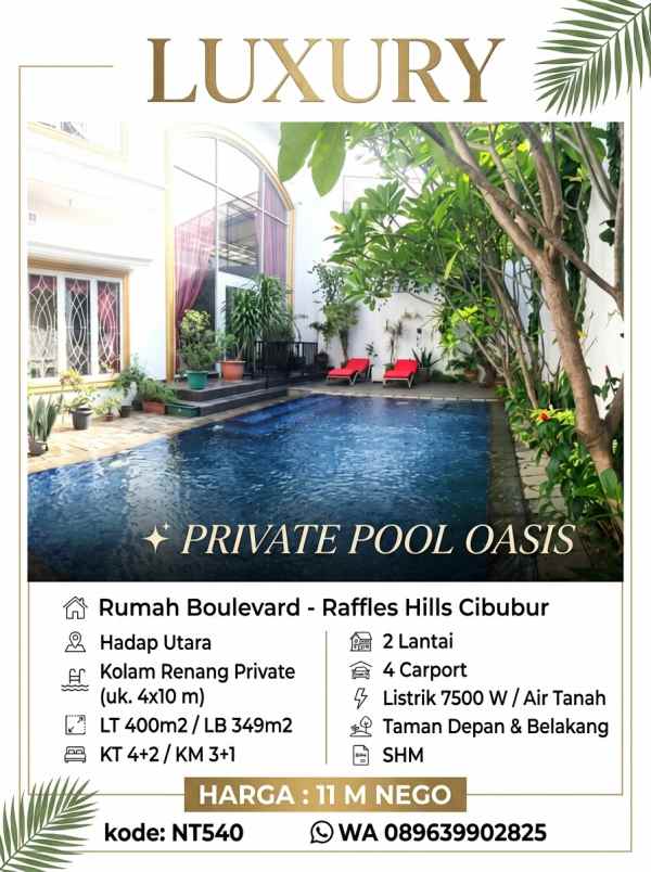 dijual rumah raffless hills cibubur