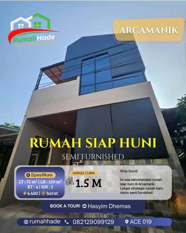 dijual rumah semi furnished siap huni di arcamanik